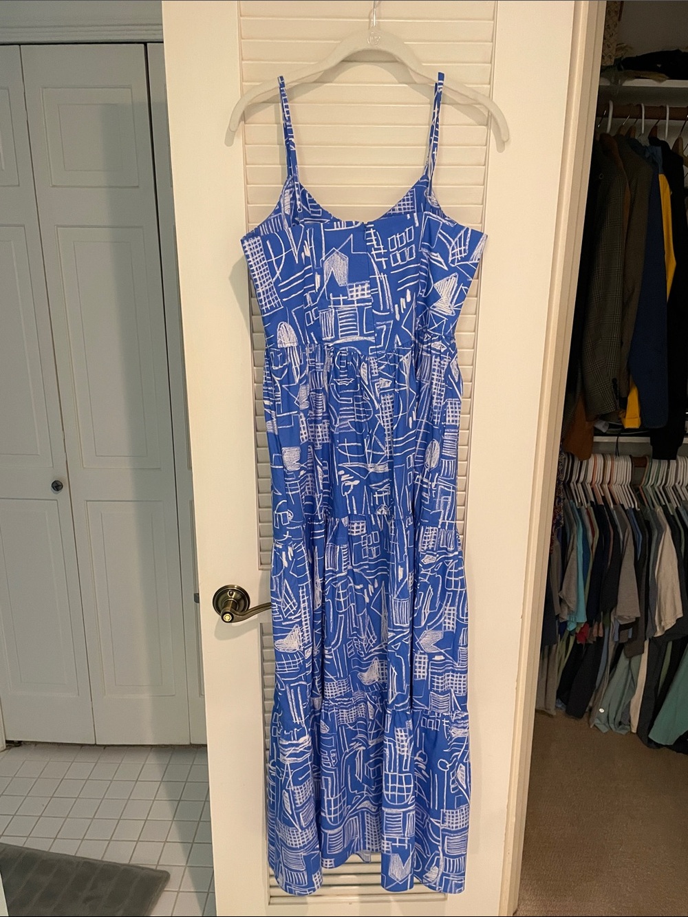 HUNTER BELL Royal Blue & White Abstract Strap Maxi Dress - Picture 4 of 4